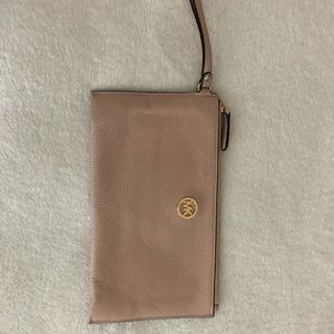 Pebbled Leather Wristlet with Built-in Wallet